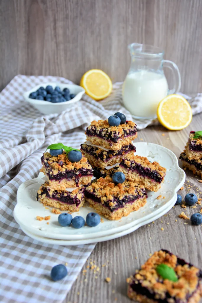 Vegan blueberry oat bars with chia jam