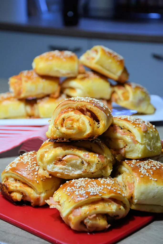 Soft homemade pizza rolls fresh from the oven