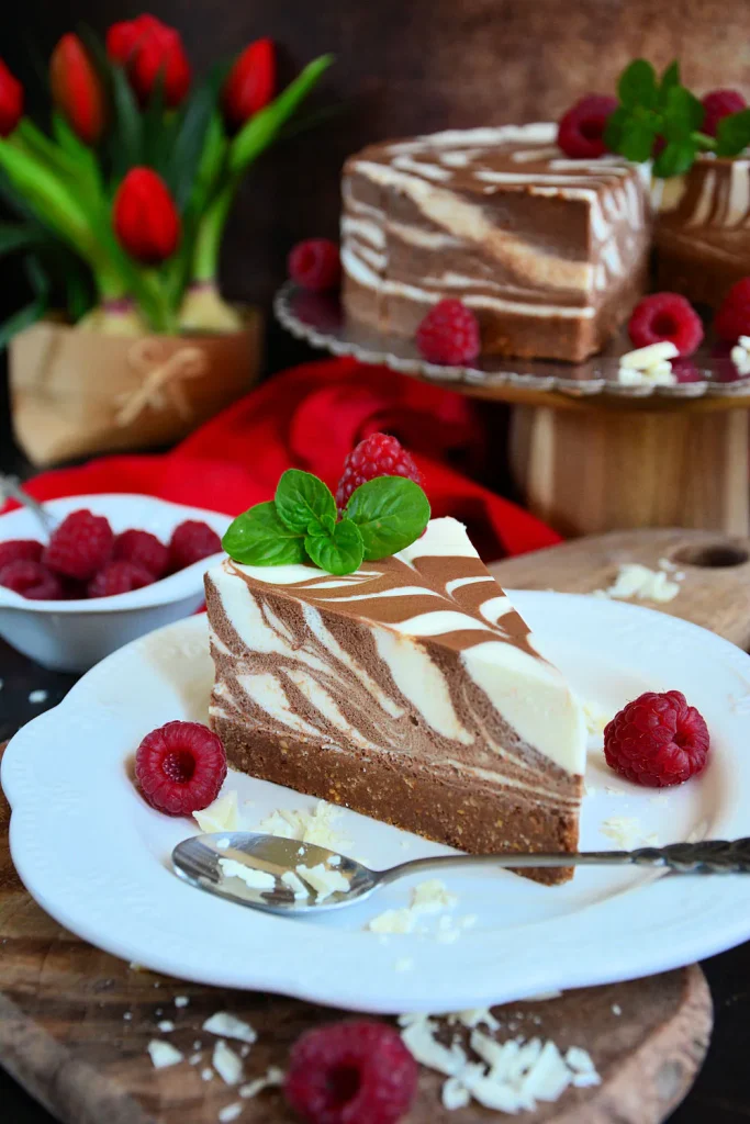 Slice of zebra mousse cake | Minja's Kitchen Slice of zebra mousse cake